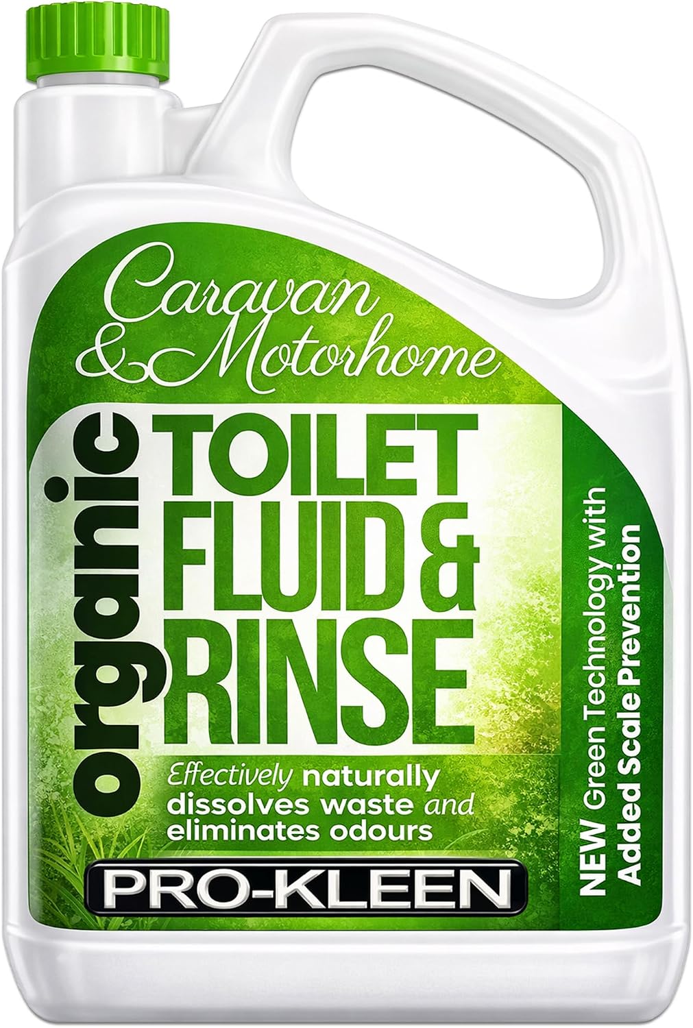 Pro-Kleen Organic Caravan Toilet Chemical Fluid Rinse Green Solution Cleaner 2L for Caravan and Motorhomes - Eco-Friendly, Formaldehyde Free - 2 Litres