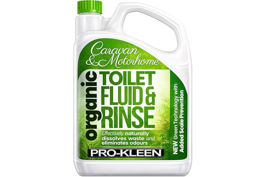 Pro-Kleen Organic Caravan Toilet Chemical Fluid Rinse Green Solution Cleaner 2L for Caravan and Motorhomes - Eco-Friendly, Formaldehyde Free - 2 Litres