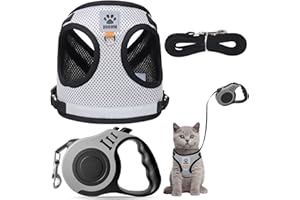deegbbyi Arnes Gato Antiescape, Arnes Perro, Arnés Ajustable para Gatos con Correa, Arnés y Correa para Gatos, Chaleco Suave Cómodo Reflectante Transpirable para Caminar, Entrenar