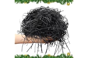 MARFOREVER 200g Füllmaterial Geschenk Raffia, Schwarz Hamper Shreds Geschreddertes Papier Geschenk Füllung zum Dekorieren von Geschenkkörbe Füllmaterial Geschenkverpackung für Geschenkbox Dekoration