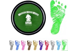Baby Hand and Footprint Kit by Forever Fun Times | Get Hundreds of Detailed Prints with One Baby Safe Ink Pad | Easy to Clean, and Works with Any Paper or Card | Clean and Safe (Big Green)