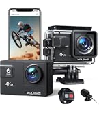 WOLFANG Action Cam GA100 Neu,4K 20MP, Unterwasserkamera WiFi 40M Wasserdichte,EIS Bildstabilisator,Helmkamera,170° Weitwinkel,Camcorder,Externem Mikrofon, 2.4G Fernbedienung, 2 Akkus Und Zubehör Kit