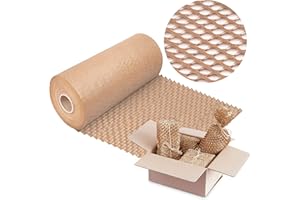 V1 Trade Rotolo di Carta da Imballaggio Kraft a Nido d'Ape Marrone - 20 cm x 50 m, Ecologica, Cartone Ondulato, 70 g/m2 - Materiale da Imballaggio e Riempimento