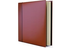 Never Ever Land Album Photo Auto-adhésif - Album 20 Feuilles Magnétiques Écrivables, 40 Pages Sans Acide - Couverture Cuir Végétal Rose - Photos de Bébé, Mariage & Famille (Brun)