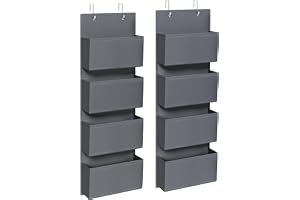 SONGMICS Hänghyllor, set om 2, 4 fack, hängande förvaring, organisatör, hängande på dörren eller väggen, för sovrum, kontor