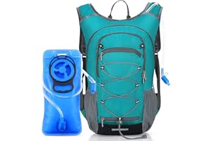 SAMIT Trinkrucksack mit 2L Trinkblase, Rucksack mit Trinksystem für Herren und Damen Ultraleicht Wasserdicht Outdoor Rucksack Fahrradrucksack zum Laufen Radfahren Wandern Klettern Skifahren Grün