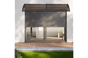 [en.casa] Pensilina Esterna per Ingresso 240 x 100 cm Tettoia Riparatore in Policarbonato Copertura in Colore Marrone e Struttura in Nero