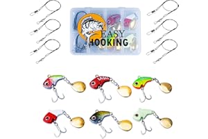 ‎EASYHOOKING EasyHooking Jig Spinner Set 13-TLG - 6 Spin Jigs + 6 Stahlvorfächer mit Snap + Aufbewahrungsbox – optimal zum Raubfisch Barsch Hecht Zander Angeln Spinnerbait Bleikopfspinner Chatterbait