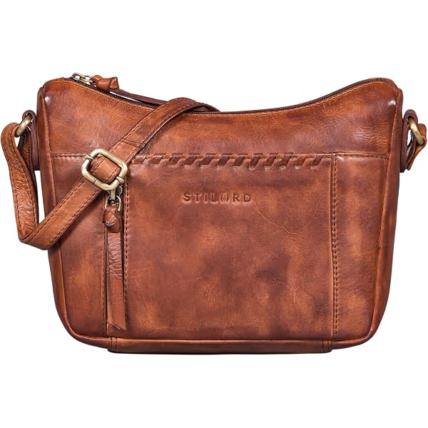 DIRRONA Borsa A Tracolla In Vera Pelle Stile Boho – Piccola, Retrò, Marrone (Taglia B) - 3