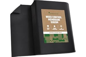 GardenGloss® 20m2 Agrowłóknina Przeciw Chwastom – Mata Ogrodowa Przepuszczająca Wodę – Wytrzymała Włóknina 50g / m2 – Wysoka Stabilizacja UV (10m x 2m, Składana)