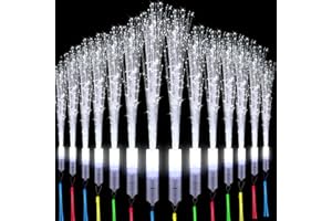 Shengruili LED Leuchtwedel,12 Stück Glasfaser Leuchtstäbe,Leuchtstab Leuchten im Dunkeln,LED Leuchtstäbe Konzert,Hochzeit Leuchtwedel,Hochzeit Glasfaserlampe,für Weihnachten,Party,Konzert,Hochzeit