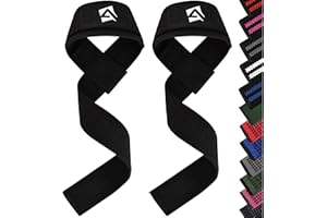 AQF Weight Lifting Straps, 100% Cotton Gym Wrist Straps, 60CM Heavy Duty Lifting Straps with 5MM Neoprene Padding, Non-Slip Advanced Gel Grip, Ideal for Deadlifts, Powerlifting & Strength Training