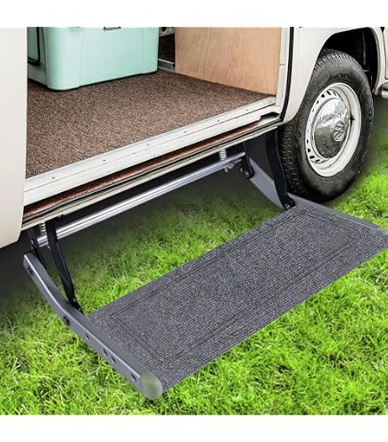 Tapis De Marchepied Pour Camping-Car - 46x46 Cm - Antidérapant Et Nettoyable - Fermeture à Boucle Réglable - Pour Escaliers Électriques Ou Manuels