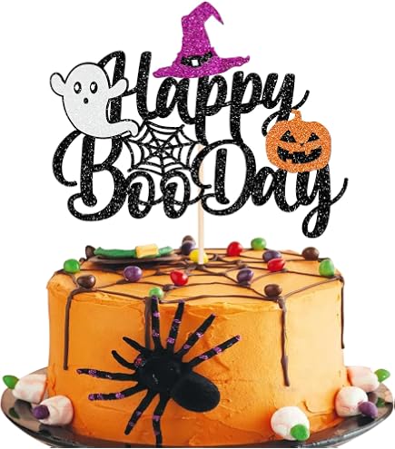 Tortenaufsatz 'Boo I'm Two' – Rosa Glitzernd, Für 2. Geburtstag & Halloween, Aus Lebensmittelechtem Material