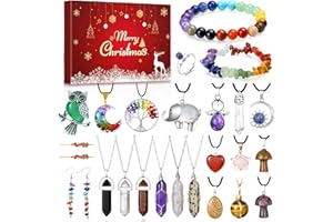 ECHEHI Schmuck Adventskalender 2025 Für Frauen Teenager Mädchen, 24 Stück Natürlicher Edelstein Schmuck Halskette Ring Armband Ohrringe, Geschenk Für Mama Freundin Tochter, Mit Deutscher Anleitung