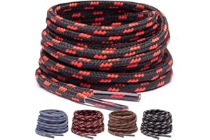 Miscly Cordones Redondos para Botas de Trabajo y Zapatos de Senderismo [3 pares] Trenzas Resistentes de 3mm de Diámetro