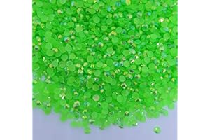 MajorCrafts 4000pcs 2mm ss6 Jelly AB Flat Back Round 14 Facets Resin Rhinestones Arts and Crafts Embellishment Gems (Bright Green AB C80)