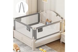 NesriToy Bettgitter, 180cm Bettschutzgitter ​für Kinder, Schnelle 2 Minuten Montage, Höhenverstellbar Babybettgitter, Kinderbettgitter für Kinderbetten und Elternbetten (Eine Seite)