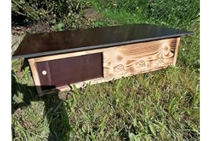 Woid Herz Abri pour Tortues de qualité supérieure en Bois Massif brûlé (SH6) - Résistant aux intempéries avec Sol et Porte - Ventilation réglable