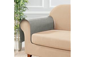 NATUROOM Sofa Arm Protector Covers Chair Arm Covers Armrest Cover Slipcover for Living Room Armchair Covers for Arms Couch Armchair Recliner Chair Sofa Arm Covers Protectors from Pets, Pack of 2, Light Grey