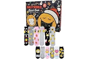 United Labels SmileyWorld Calendrier de l'Avent avec 12 paires de chaussettes pour femme, taille 35-41, calendrier avec baskets et chaussettes longues, calendrier de Noël, cadeau