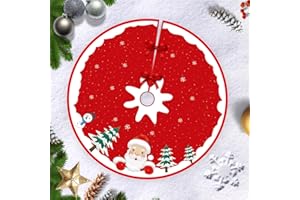 Hianjoo Falda de árbol de Navidad, 90cm / 36 Inch Tela navideña para Base de árbol Cubre Pie Alfombra para Navidad Fiesta de año Nuevo Vacaciones en Casa Decoración (Estilo Papá Noel, 90cm)
