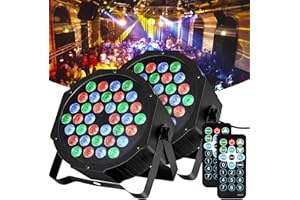 LED Par Strahler, LUNSY 36 LED Bühnenlicht Partylicht RGB Discolicht mit DMX512 Fernbedienung, 1W Scheinwerfer mit 7 Beleuchtung Modi für Stage DJ Party Show Bar Halloween Weihnachten(2 pcs)