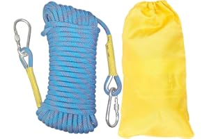 Gangying Corda da arrampicata da 8 mm, corda statica per arrampicata da 5 m, corda in nylon con 2 ganci in acciaio per escursioni, alpinismo, sport, campeggio