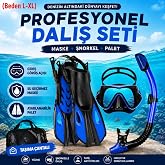 HyMark Full Dalış Seti (L-XL) Beden Maske Şnorkel Palet Ayarlanabilir Profesyonel Deniz Seti Taşıma &Ccedil;antalı