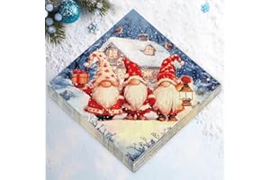 HAPPIRRA 40 Stück Servietten Weihnachten – Drei Zwergen-Motiv, 33 x 33 cm – Weihnachtsservietten für Weihnachten Familienessen Neujahr Winter-Dinnerparty, Tischdeko Weihnachten Muster