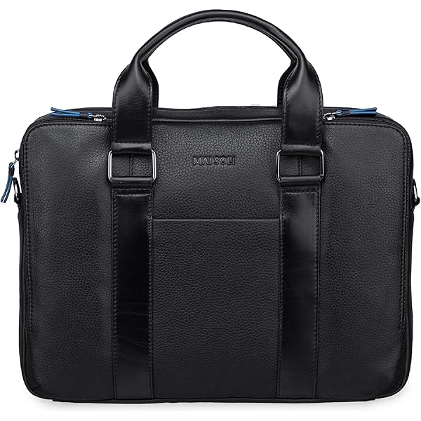 MAI SOLI Boston Genuine Leather Compact and Slim Laptop Bag for