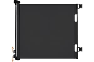 iMoebel Türschutzgitter Treppenschutzgitter Ausziehbar Breite 0-140cm Höhe 83cm, Rollgitter Absperrgitter Treppenschutzrollo für Baby Kinder Welpen, Schwarz