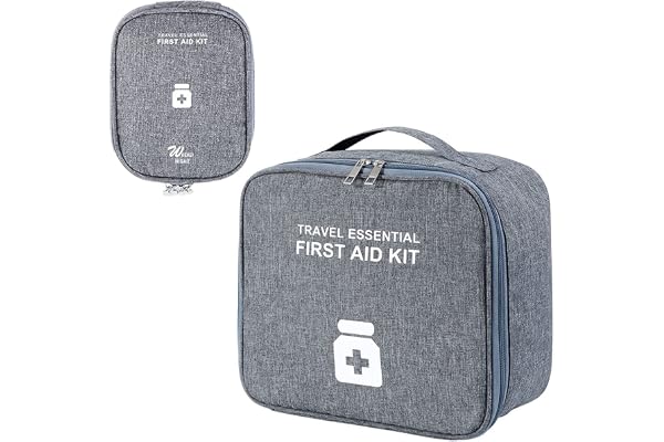 2 Pièces Trousse de Premier Secours Vide, Sac de rangement pour boîtes à médicaments, Mini trousse de premiers soins étanche portable pour Situations D'urgence à Maison,Voiture,Randonnée (Gris)
