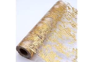YUNSHANGHE Runner da tavolo, 28 cm × 10 m, in oro lucido, tovaglia in poliestere con strato di pellicola dorata, per matrimoni, feste, compleanni, Natale, Pasqua