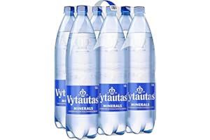 VYTAUTAS Sparkling Natural Mineral Water 1 l Pack of 6 For Maximum Hydration Full of Essential Minerals such as Calcium, Magnesium, Functional Water, High Mineralization