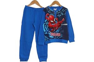 Viterbo Biancheria Pigiama Disney Bambino Bimbo Caldo Cotone Interlock 100% Cotone Spiderman (Royal/Blu, 4 Anni)