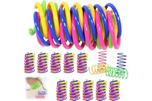 Funver 40pcs Jouets Ressort pour Chat, Ressort Chat Jouet en Plastique Coloré, Aident Les Chats à Soulager l'ennui et Le Stress, Ressort Chat Interactif pour Sautant