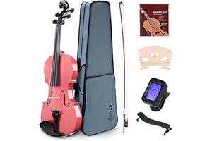 Asmuse Violon 4/4 Ensemble en bois massif Violon pour Enfant Debutant Violons Set avec Violon Accordeur Epaulière Archet et Colophane