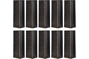 DONDON 10 sacs à bouteilles sacs à cadeaux pour vin, prosecco et champagne 36 x 12 x 10 cm - Bleu foncé Or