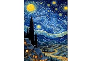 MXJSUA Kits de Pintura de Diamantes para Adultos, Kits de Arte de Diamantes para Principiantes, Cuadro de Taladro Completo con Diamantes para Decoración, 30x40cm Pueblo de Cielo Estrellado