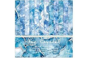 IHLOOTD Scrapbook Papier Block 15,2x15,2 cm, 24 Blatt Aquarellblau muster Ein-seitig Bastelpapier, Vintage Kartenpapier Dekorpapier Block für DIY Kunsthandwerk Scrapbook Tagebuch Geschenkkarten