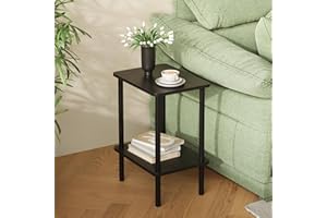 APICIZON 2-Poziomowy Stolik Pomocniczy, Wąski Stolik Boczny do Salonu, 40 x 30 x 52 cm, Mały stolik nocny z Miejscem do Przechowywania, Czarny