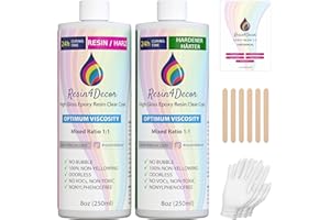 Epoxy Resin RESIN4DECOR 1:1 Casting Crystal Clear Adhesive for Arts Crafts Jewelry Making Molds and DIY Projects Non-Yellowing Non-Toxic High-Gloss Finish 12-24 Hour Cure Time Odorless 16oz - 500ml