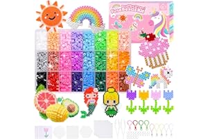 ‎ADAZIAU Bügelperlen Set Mädchen, 8500 Bügelperlen für Kinder, 5mm Steckperlen mit Platten, 12 Muster und Bügelpapier, Glitzer Bastelperlen Set Perlenset Geschenk für Jungen Geburtstag Weihnachten Ostern