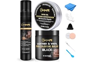 SIHOOPE Leather Repair Kit-Cleaner-Recoloring-Balm-Conditioner-Mink-Oil-for-Car-Seat-Furniture-Sofas - Better Stain Remover Leather Chair Boots Bags Shoe Vinyl Scratch Color Restorer