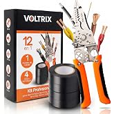 VOLTRIX 12 in 1 Electrician Wire Stripper Pliers &ndash; Wire Stripper &ndash; Wire Stripper + 4 Insulating Tapes &ndash; Stainless Steel &ndash; Ele
