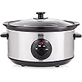 Swan SF17020N 3.5 Litre Oval Stainless Steel Slow Cooker with 3 Cooking Settings, 200W, Silver