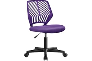 Yaheetech Silla Escritorio de Oficina Ergonómica Silla Giratoria Altura Ajustable sin Reposabrazos Asiento Malla Violeta