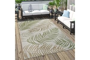 ‎PACO HOME Paco Home Outdoor Teppich Für Terrasse Und Balkon Pastell Palmen Design, Grösse:240x340 cm, Farbe:Grün