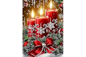 GHHKUD Weihnachtskerze Diamond Painting für Erwachsene, 5D Diamant Painting Bilder Set für Erwachsene Anfänger, DIY Full Drill Diamond Art Diamant Malerei Bilder für Dekoration 30x40 CM